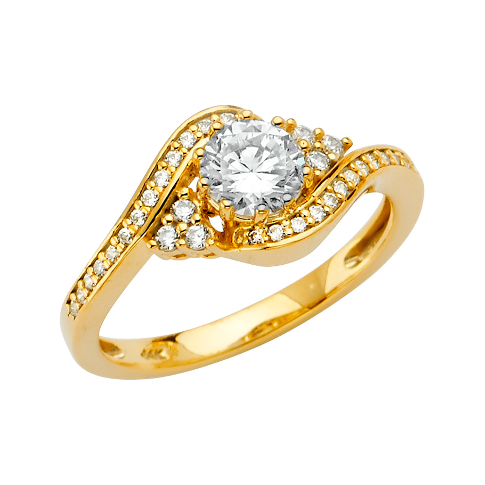 14K Yellow Gold CZ Engagement Ring