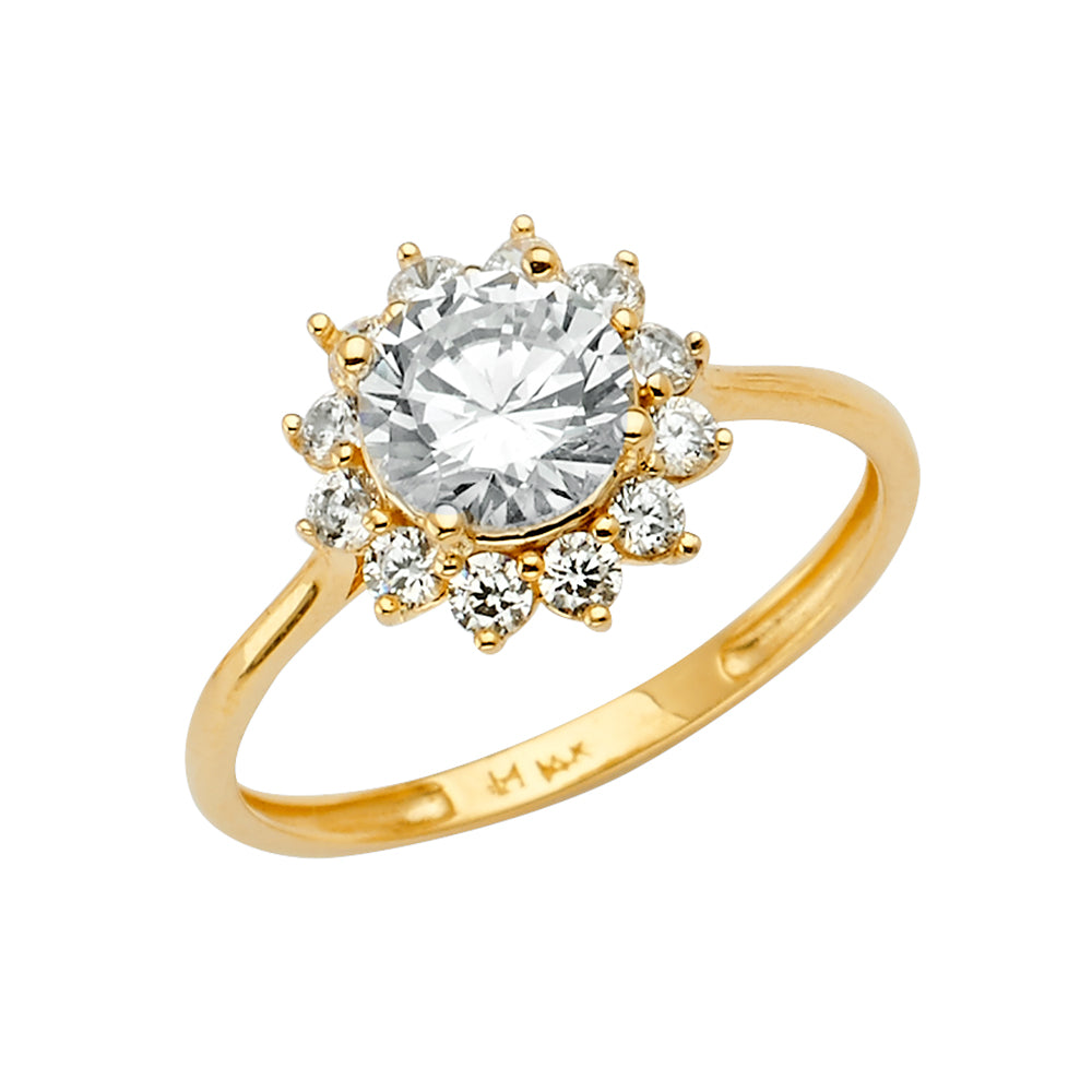 14K Yellow Gold CZ Engagement Ring
