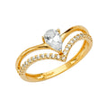 14K Yellow Gold Two Rowss Fancy CZ Ring