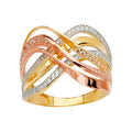 14K Yellow White Rose Goldolor Multi Line Mp CZ Ring