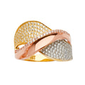 14K Yellow White Rose Goldolor Multi Line Mp CZ Ring