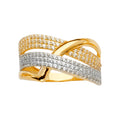 14K Yellow White Rose Goldolor Multi Line Mp CZ Ring