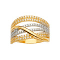 14K Yellow White Rose Goldolor Multi Line Mp CZ Ring