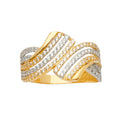 14K Yellow Gold Multi Line Mp CZ Ring