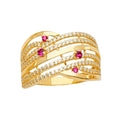 14K Yellow Gold Multi Line Mp CZ Ring
