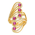 14K Yellow Gold Multi Line Mp CZ Ring