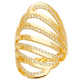 14K Yellow Gold Multi Line Mp CZ Ring