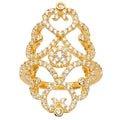 14K Yellow Gold Multi Line Mp CZ Ring