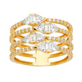 14K Yellow Gold 5 Rows s CZ Ring