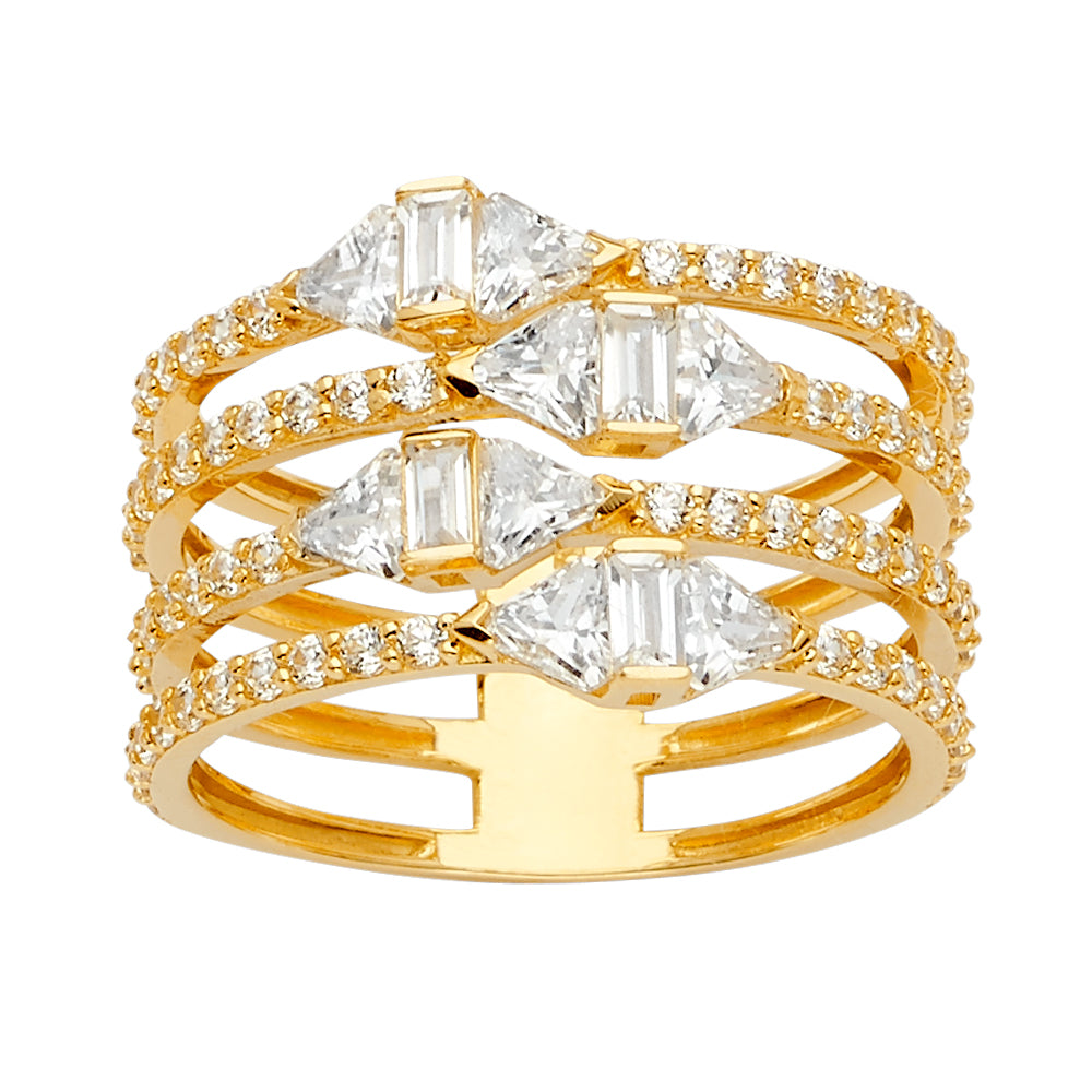 14K Yellow Gold 5 Rows s CZ Ring