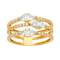 14K Yellow Gold 3Lines CZ Ring