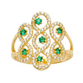 14K Yellow Gold Multi Line Mp CZ Ring