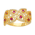 14K Yellow Gold Multi Line Mp CZ Ring