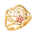 14K Yellow White Rose Gold 15 Years Ring