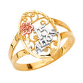 14K Yellow White Rose Gold 15 Years Ring