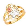 14K Yellow White Rose Gold 15 Years Ring