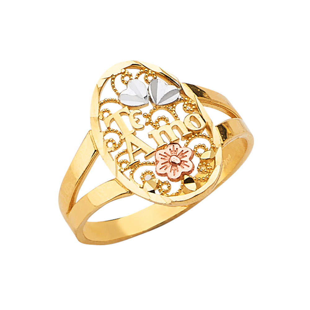 14K Yellow White Rose Gold Te-Amo Ring