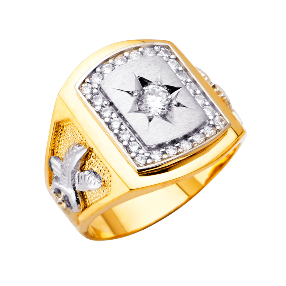 14K Two Tone Goldone Men'S CZ Ring