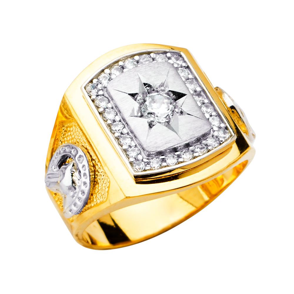 14K Two Tone Goldone Men'S CZ Ring