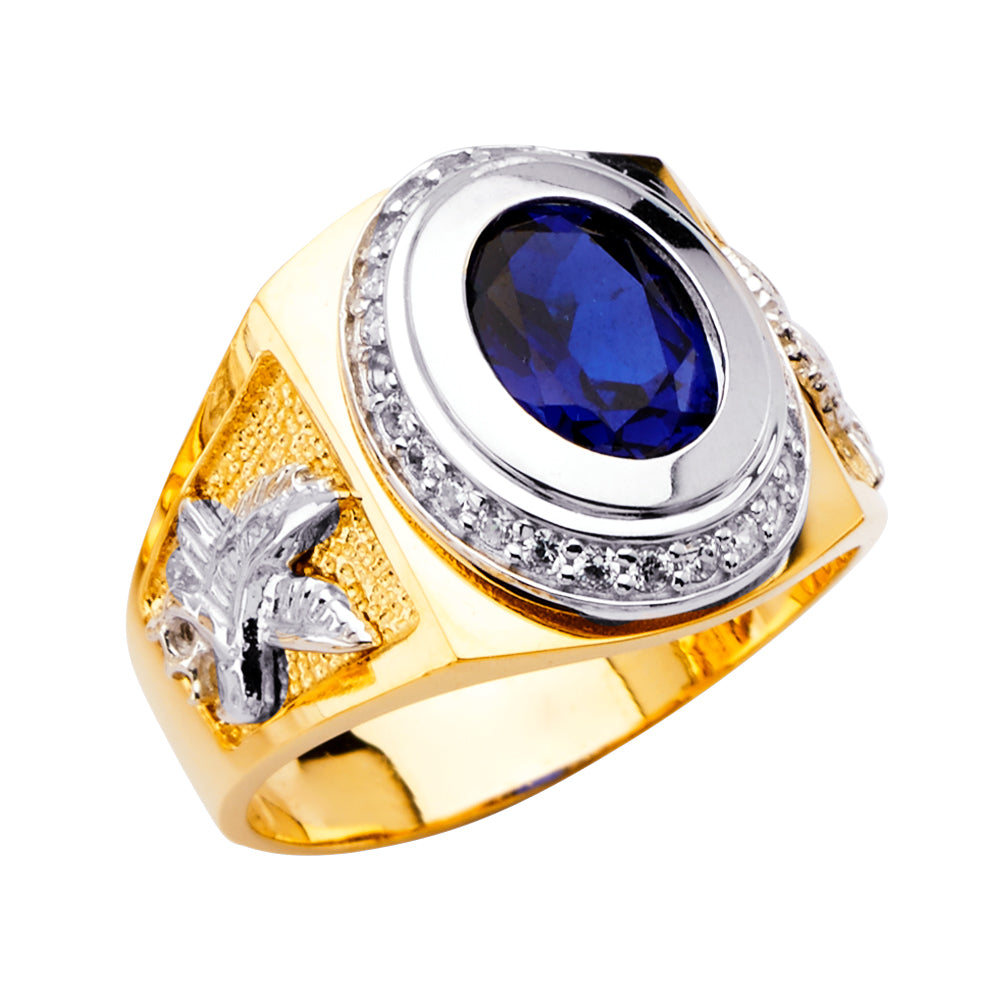 14K Two Tone Goldone Men'S CZ Ring