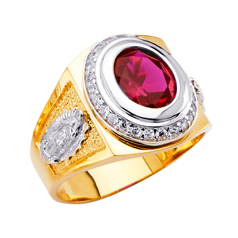 14K Two Tone Goldone Men'S CZ Ring