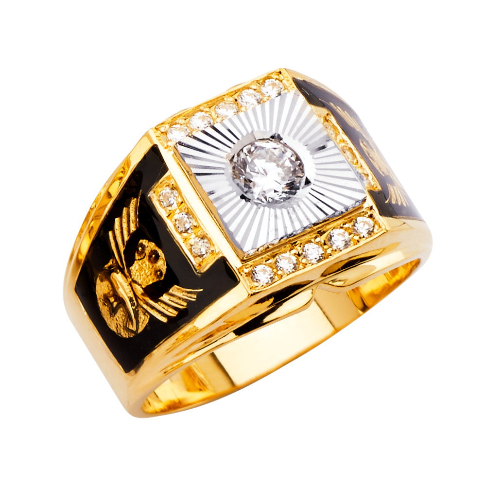 14K Two Tone Goldone Men'S CZ Ring