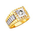 14K Two Tone Goldone Men'S CZ Ring