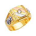 14K Yellow White Rose Goldolor Men'S CZ Ring