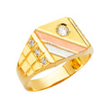 14K Yellow White Rose Goldolor Men'S CZ Ring
