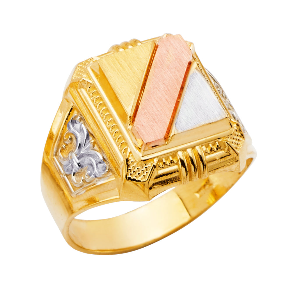 14K Yellow White Rose Gold Men'S Ring