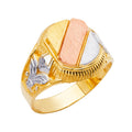 14K Yellow White Rose Gold Men'S Ring