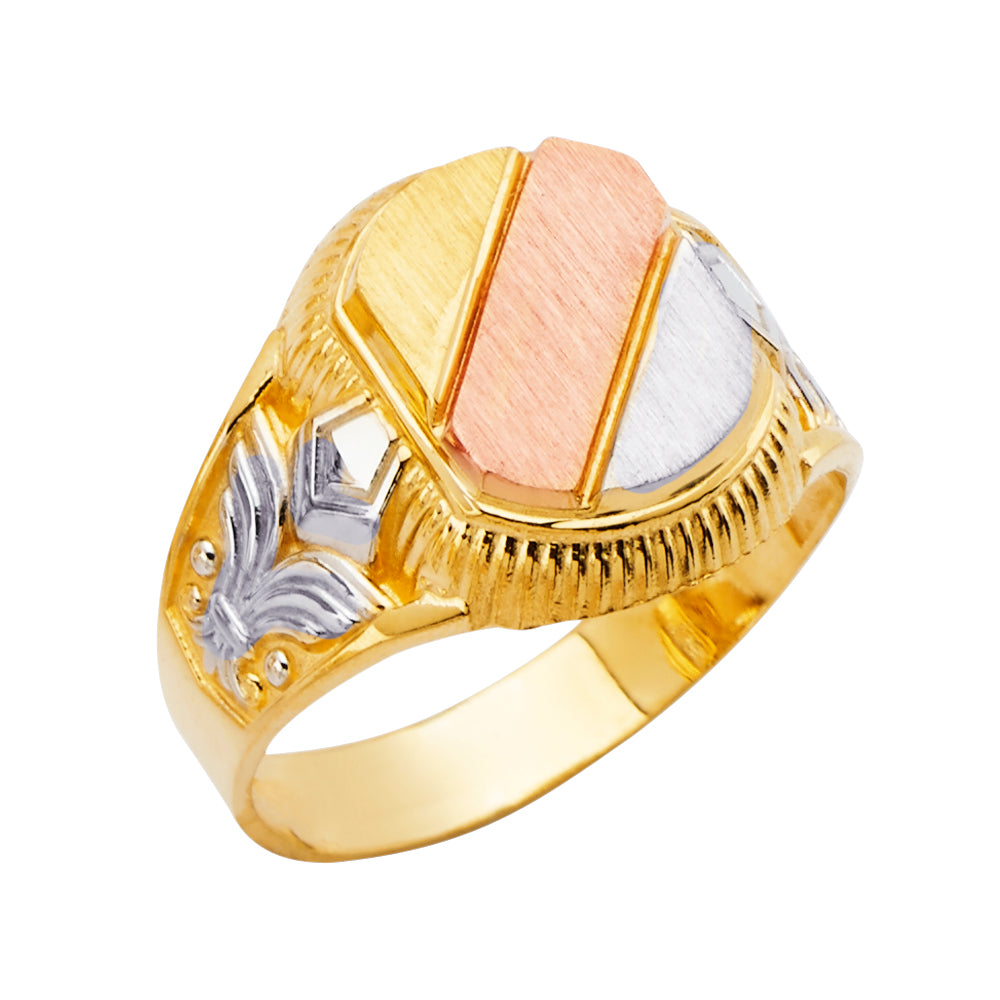 14K Yellow White Rose Gold Men'S Ring