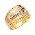 14K Yellow White Rose Gold Jesus Men'S CZ Ring