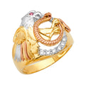 14K Yellow White Rose Gold Eagle Men'S CZ Ring