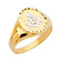 14K Two Tone Gold Round Men'S Ring W/Masonic