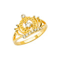 14K Two Tone Gold CZ Crown Baby Ring