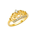 14K Two Tone Gold CZ Crown Baby Ring