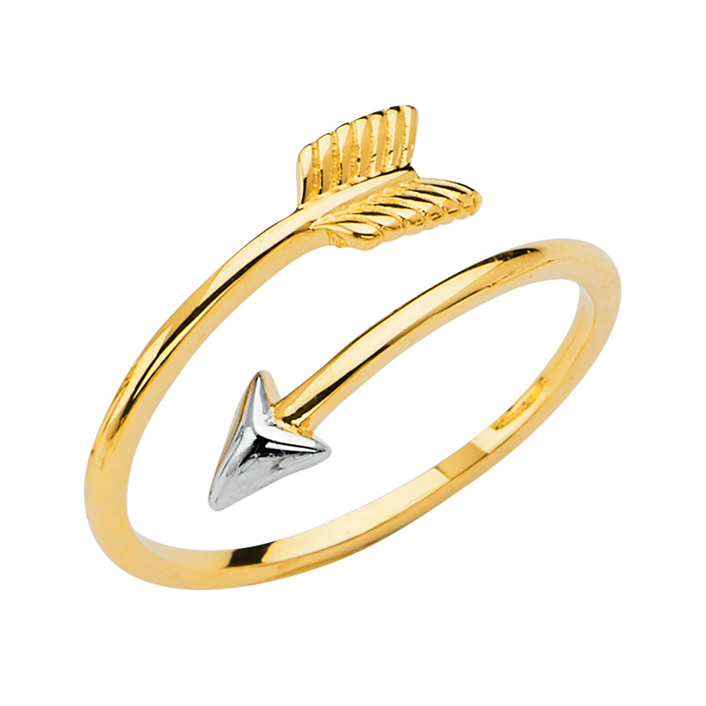 14K Two Tone Gold Arrow Ring Size Adjustable
