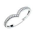 14K White Gold V-Shape CZ Band
