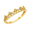 14K Yellow Gold CZ Crown Band