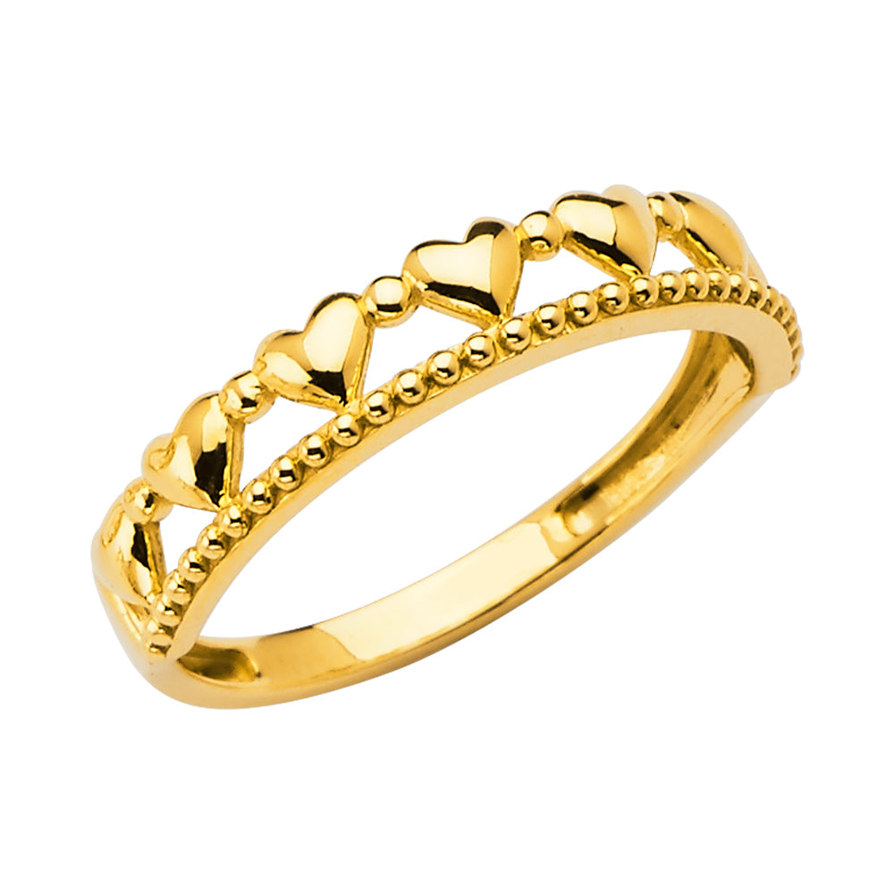 14K Yellow Gold Heart Band