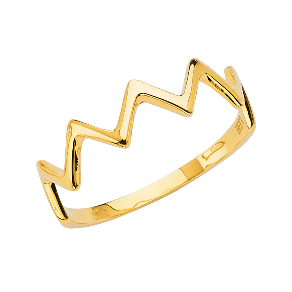 14K Yellow Gold Thunder-Shape Stackble Band