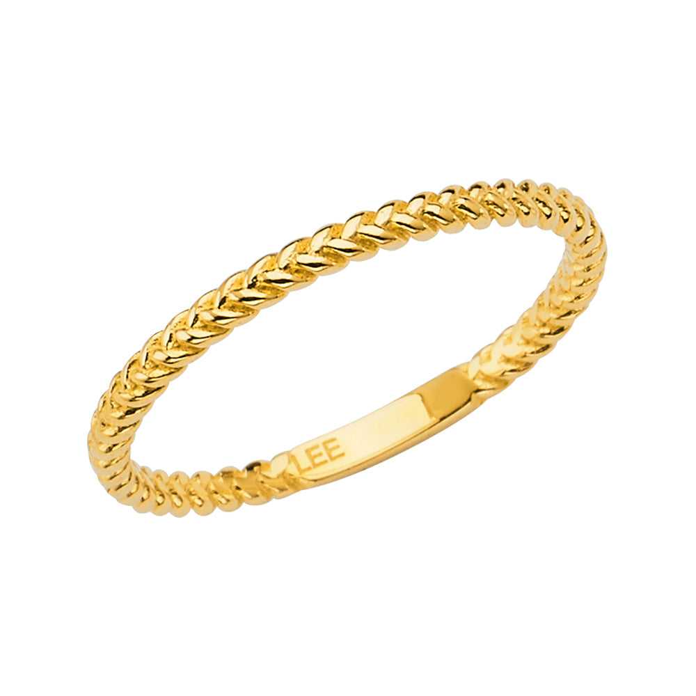 14K Yellow Gold Braided Shape Stackble Band
