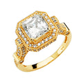 14K Yellow Gold CZ Engagement Ring