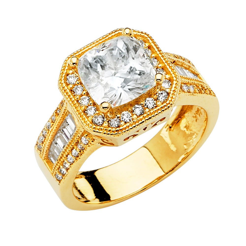 14K Yellow Gold CZ Engagement Ring