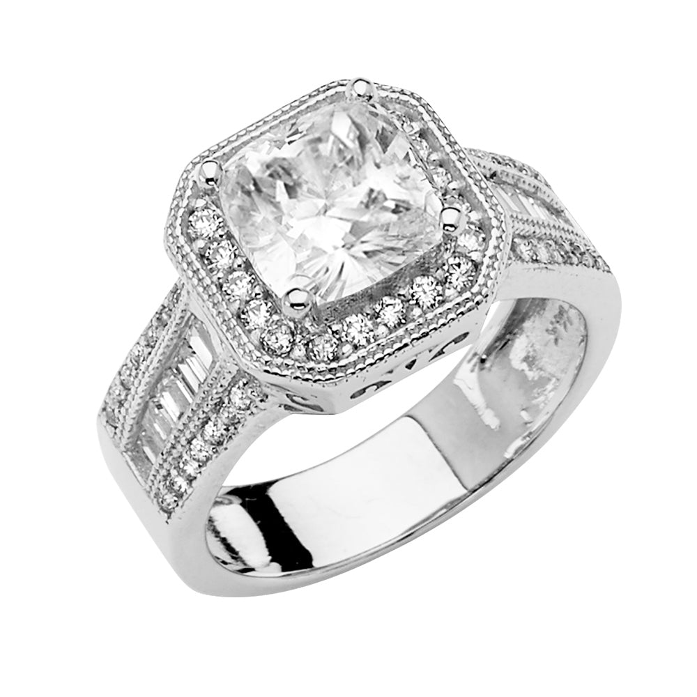 14K White Gold CZ Engagement Ring