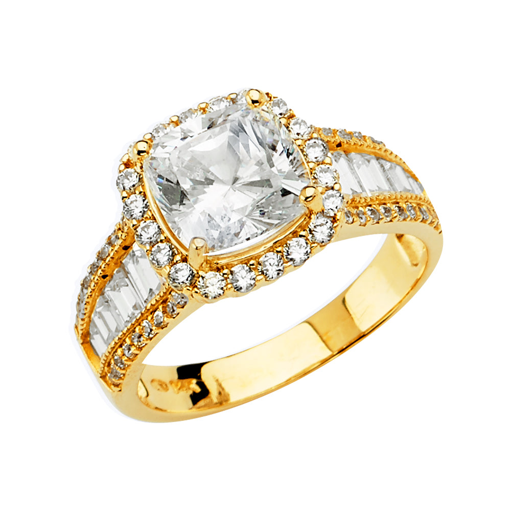 14K Yellow Gold CZ Engagement Ring