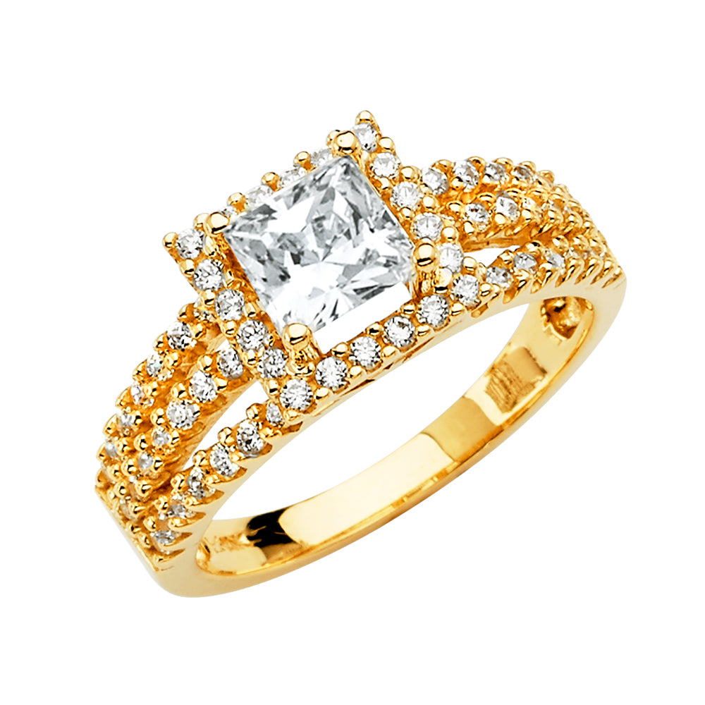 14K Yellow Gold CZ Engagement Ring