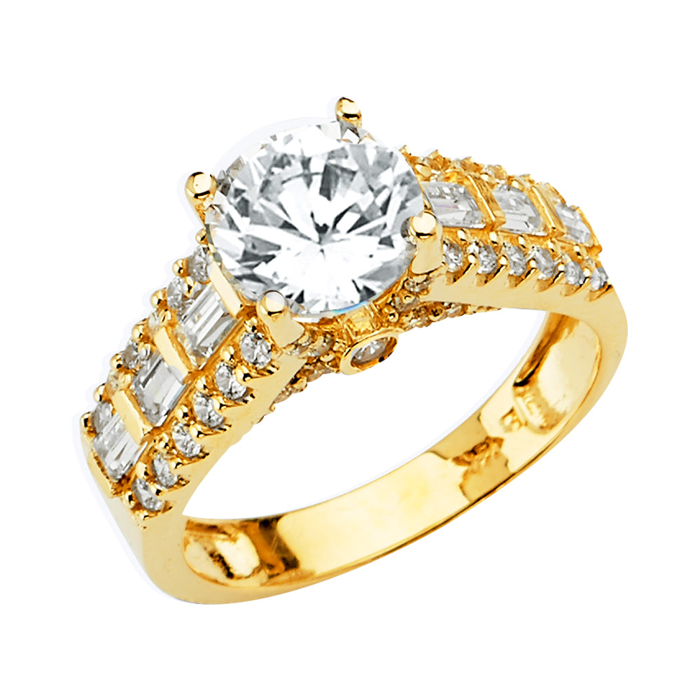 14K Yellow Gold CZ Engagement Ring
