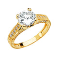 14K Yellow Gold CZ Engagement Ring